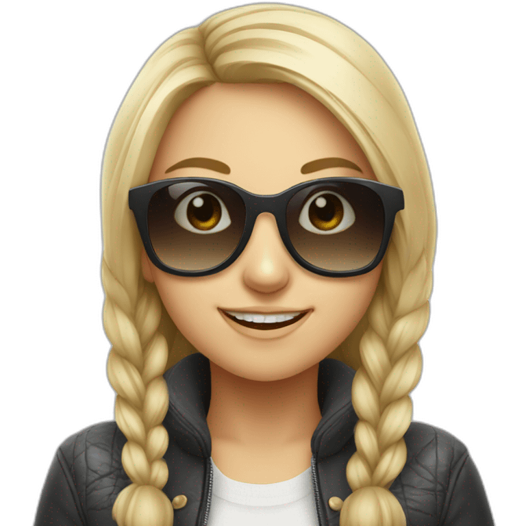 Smiling Slavic Girl Face with Sunglasses looking cool emoji