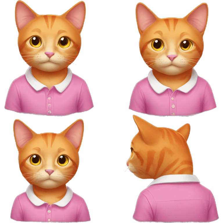 orange cat wearing a pink shirt emoji