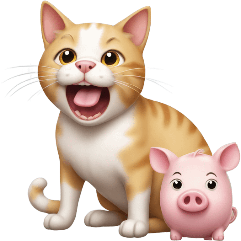 cat eating pig emoji