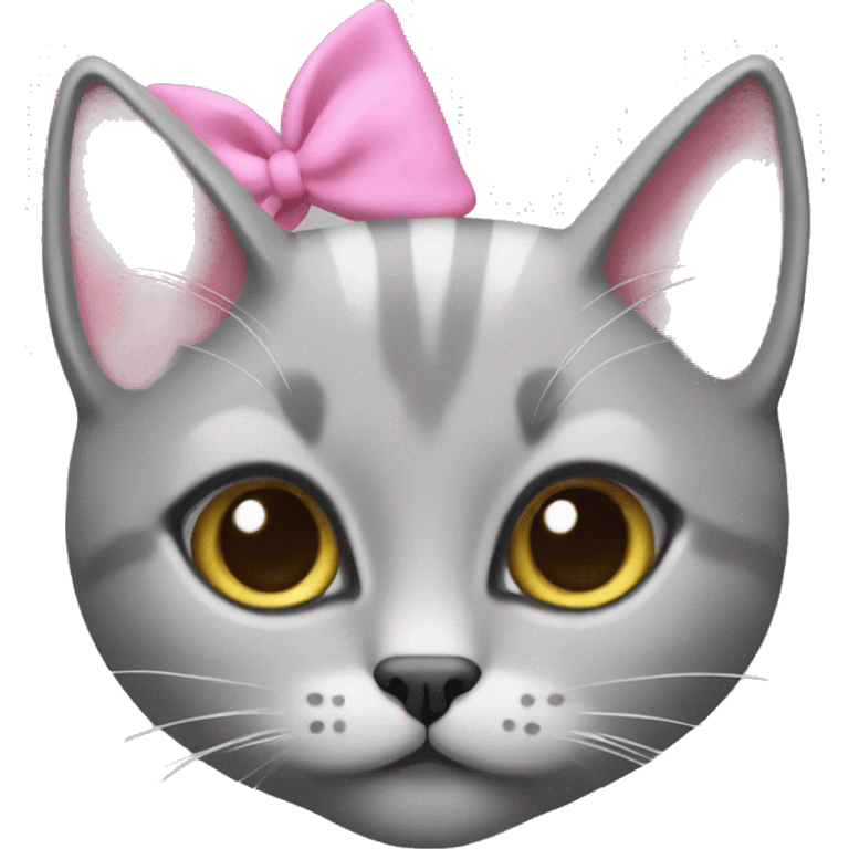 Grey cat with pink bonita emoji