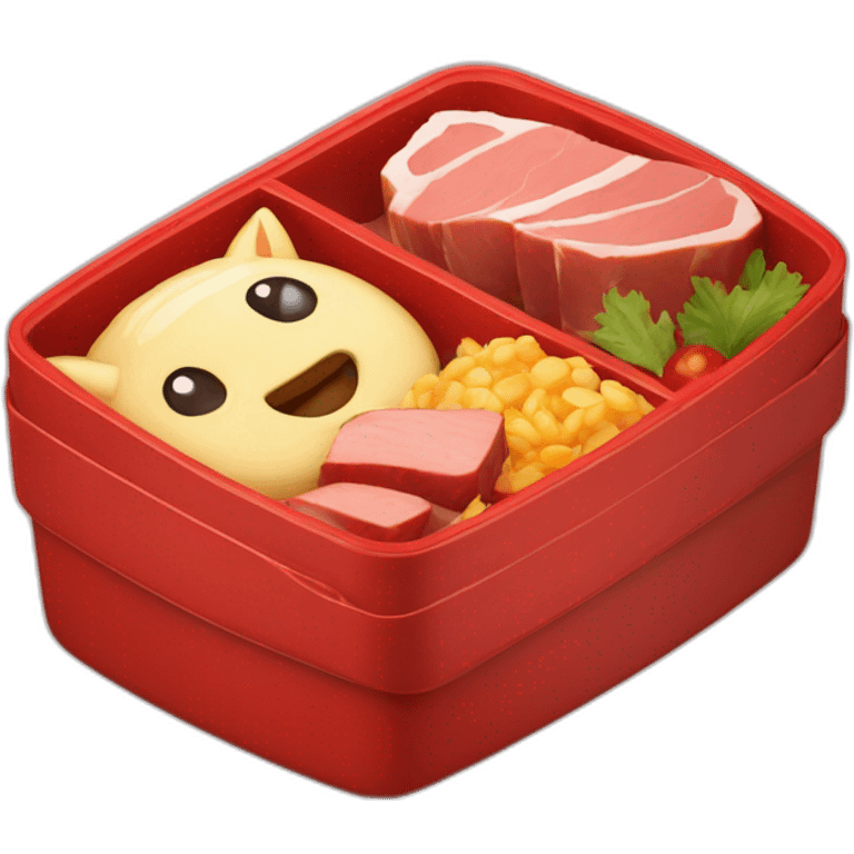 bento box on the theme of pork Rosso  emoji