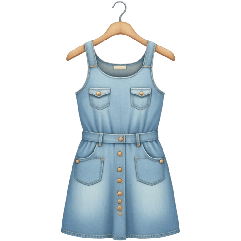 vintage light wash women's denim dress on hanger emoji