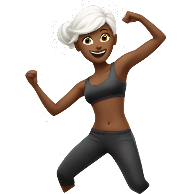 one white wooman dancing zumba emoji