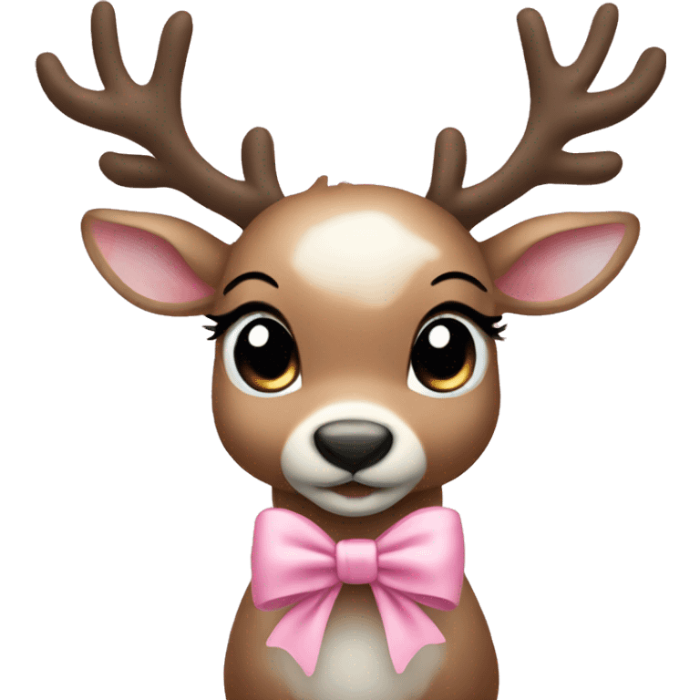 baby reindeer with a light pink bow emoji