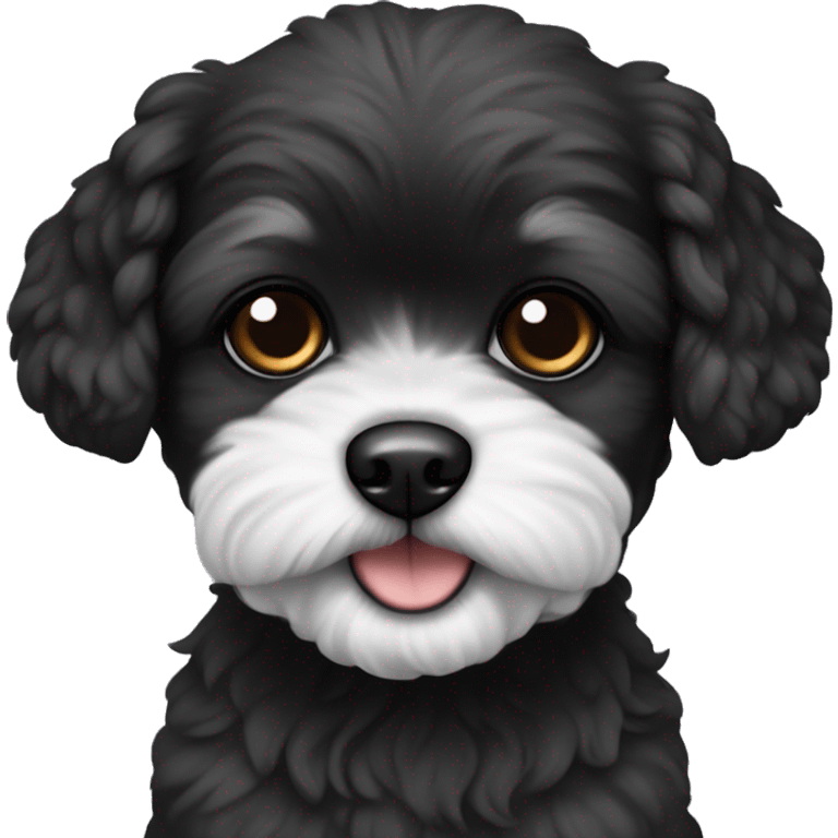 Black shichon puppy with black face and black ears and black snout emoji