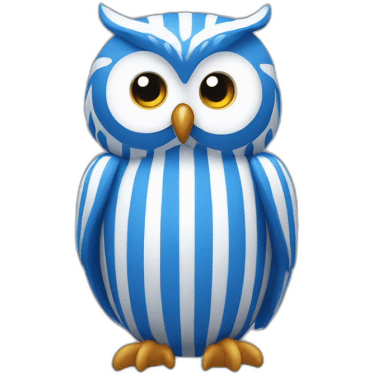 Owl wearing blue and white stripes emoji