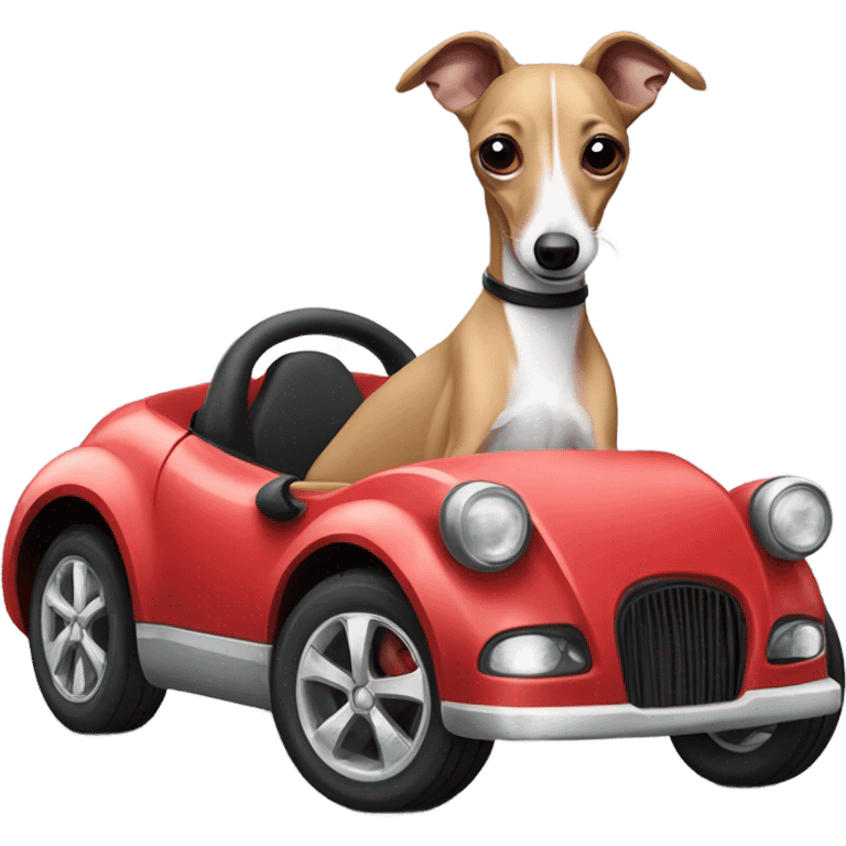 Italian Greyhound driving a sports car emoji