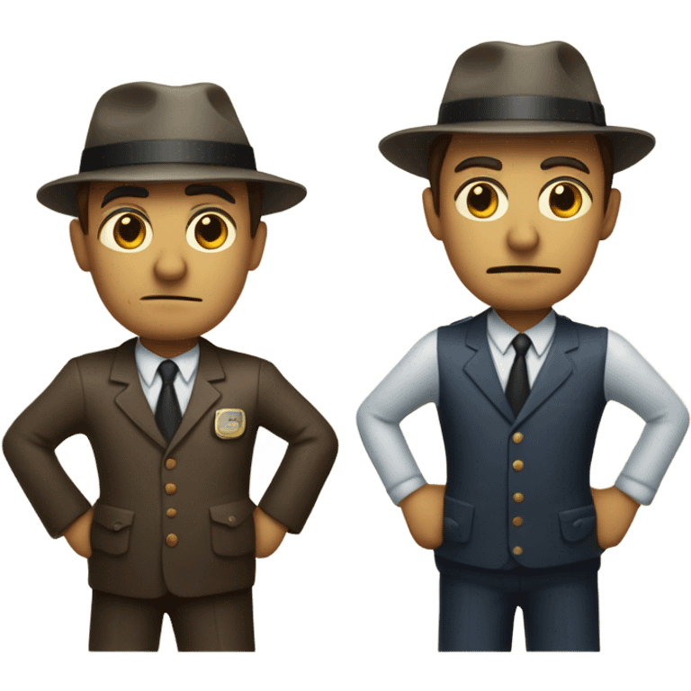 two detectives standing in anticipation behind a vintage TV set emoji