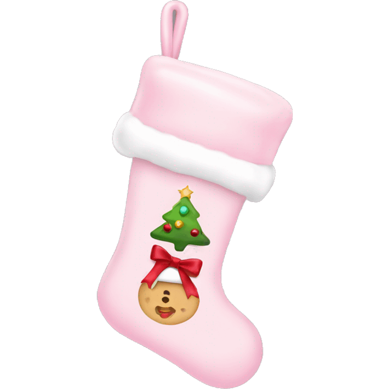  light pink Christmas stocking with bow emoji