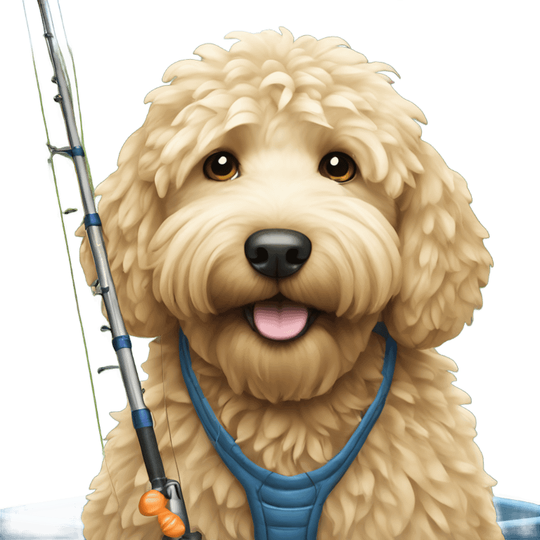 Golden doodle fishing emoji