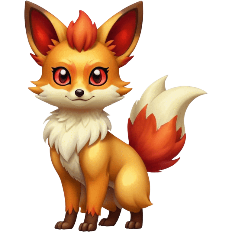 Shiny Dark Fennekin-Vulpix-fusion-hybrid full body emoji