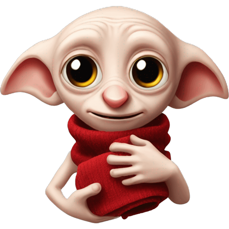 Dobby holds a red sock in his hand emoji