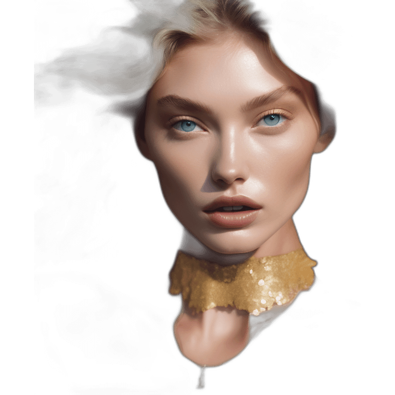 elsa hosk, david bellemere, Bare belly, Wings, Choker, Bathed in shadows, FOV 90 degrees, short lighting, L USM, Cold Colors, gilded technique, extremely hyper aesthetic, absurdres emoji