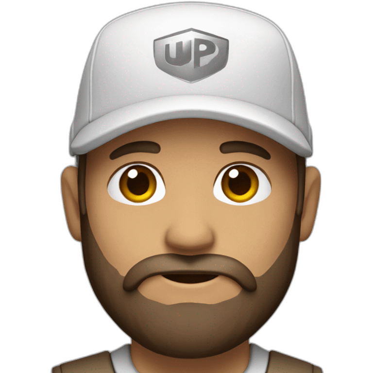 White UPS delivery man with long beard emoji