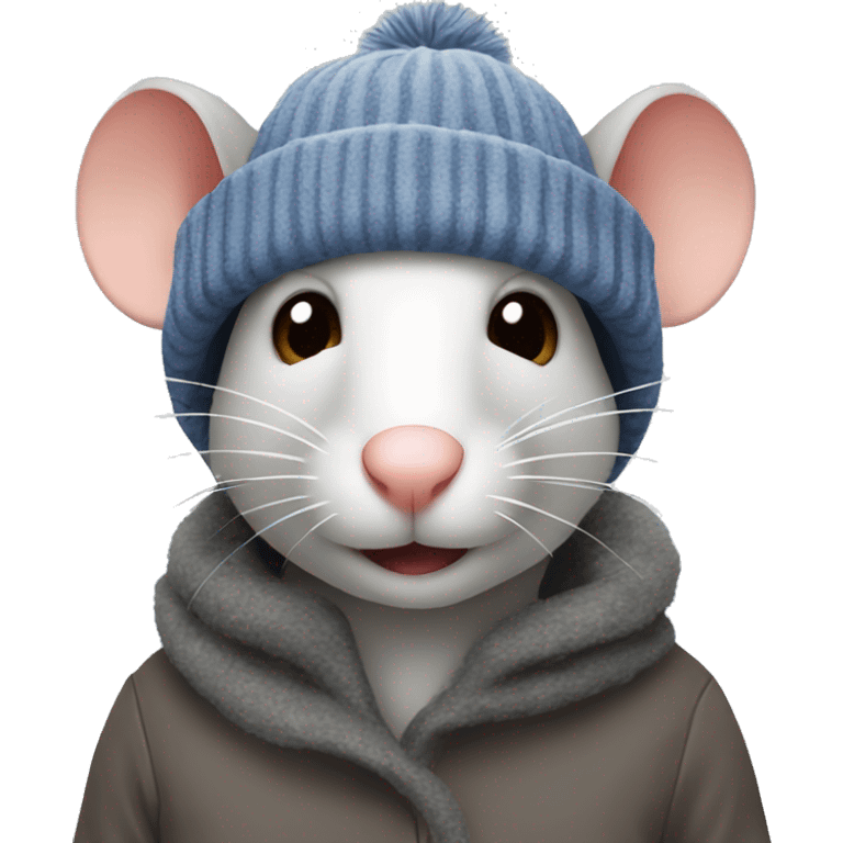 A rat wearing a winter hat emoji