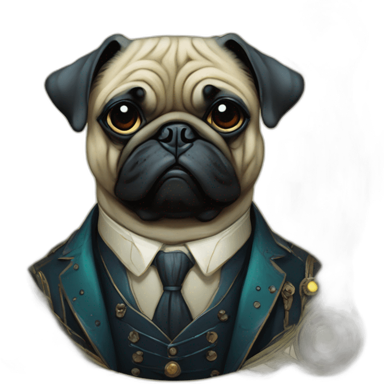 A cyberpunk pug in Art Nouveau style during 1910 emoji