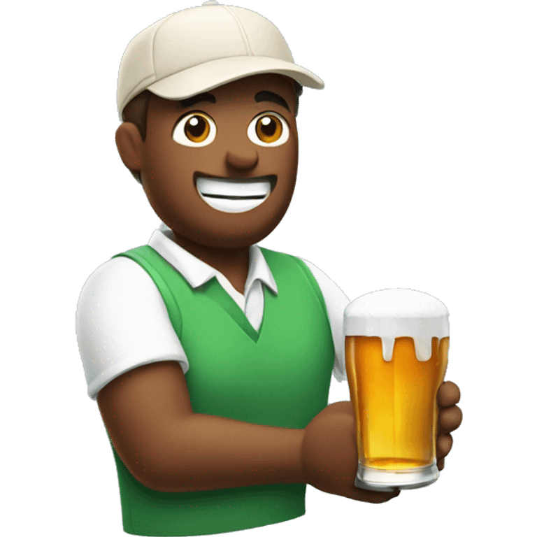 Golfing with a beer emoji