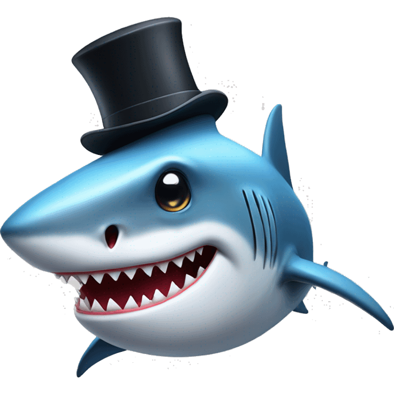 Shark with a top hat emoji