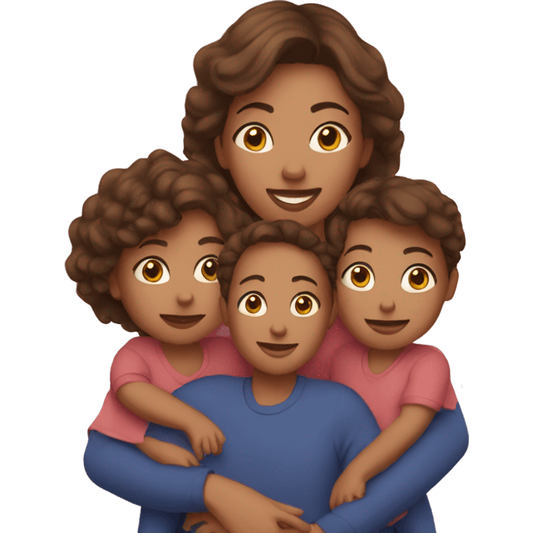 Mom and 5 children emoji