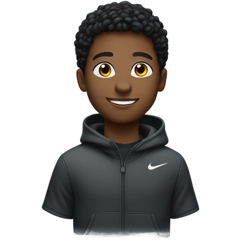 Black boy smiling in a Nike tech emoji