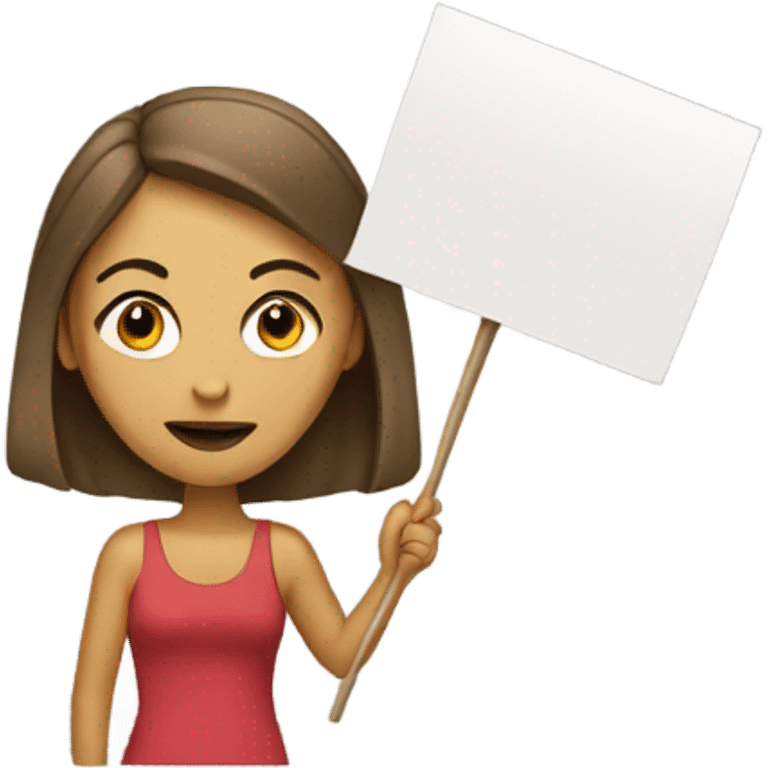 woman holding placard on stick emoji