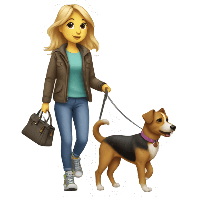 Girl walking dog emoji