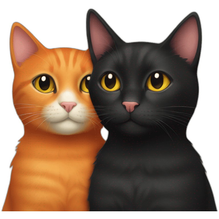 black cat and orange cat cuddling emoji