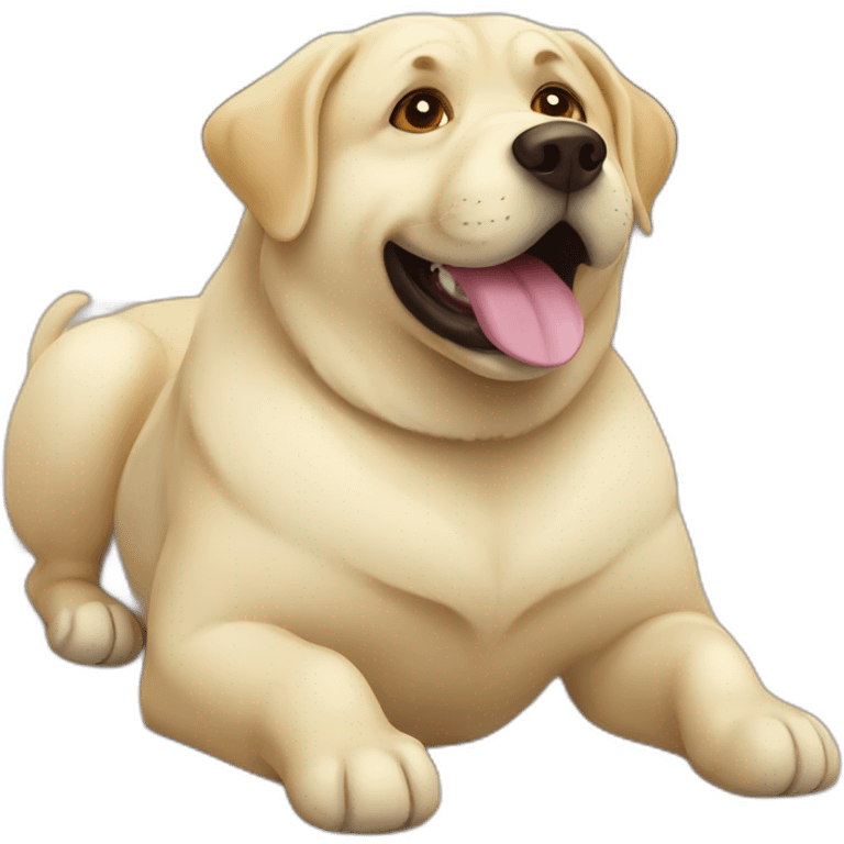 fat dwarf labrador stretching emoji