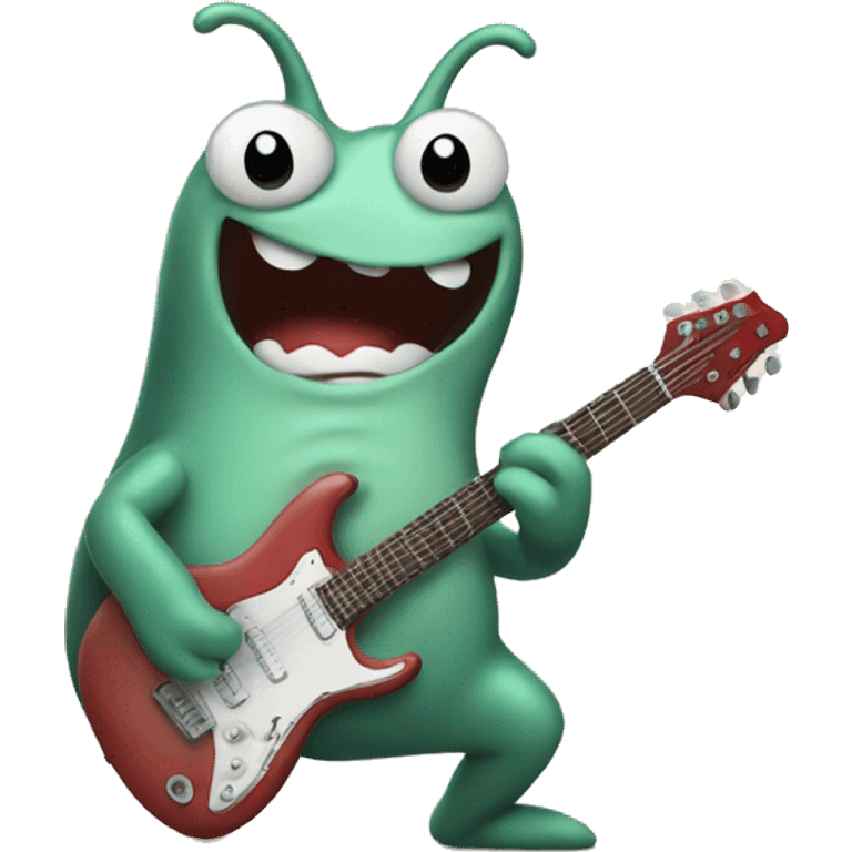 Happy slug playing electric guitar emoji