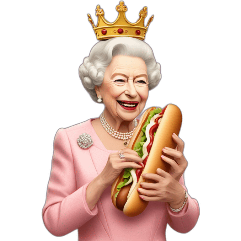 Queen elizabeth eating hot dog emoji