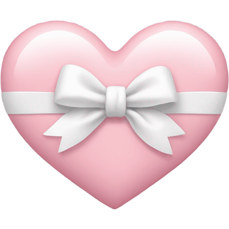 Light pink heart with a white cute little bow on it emoji