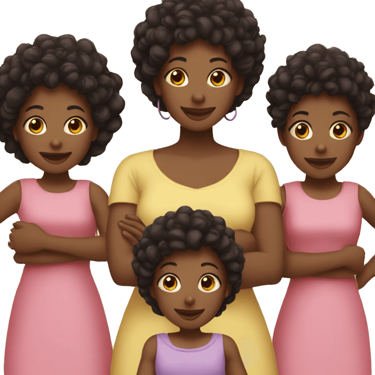 Black Mom with two sons and 3 daughters emoji