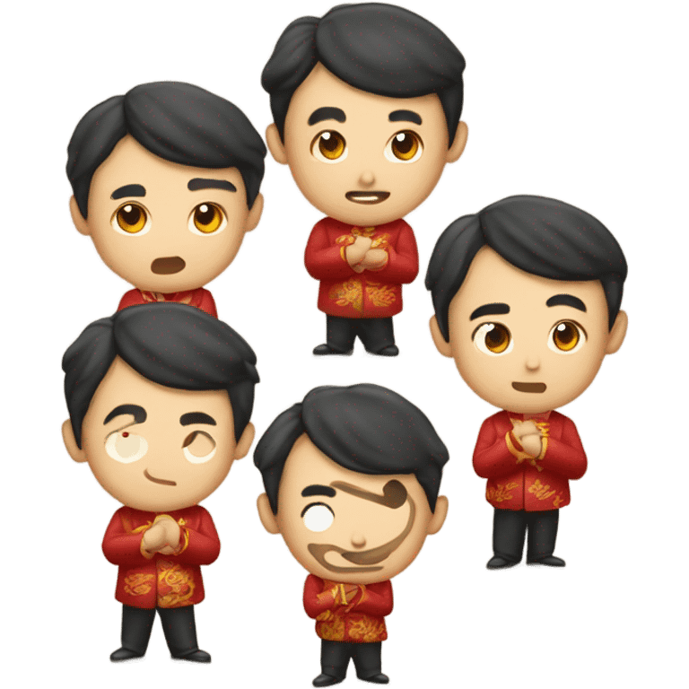 five chinese guy with suit say Kung Hei Fat Choy emoji