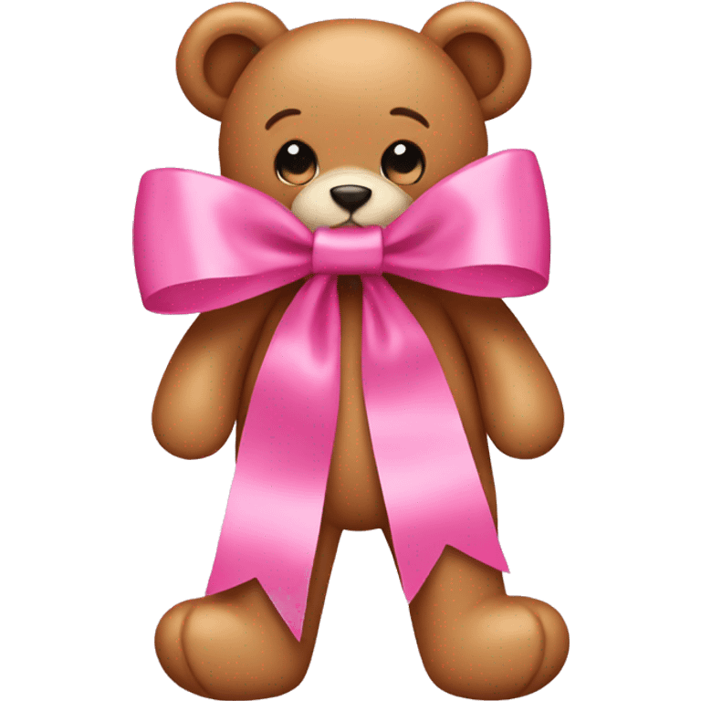 Pink bow with teddy bear  emoji