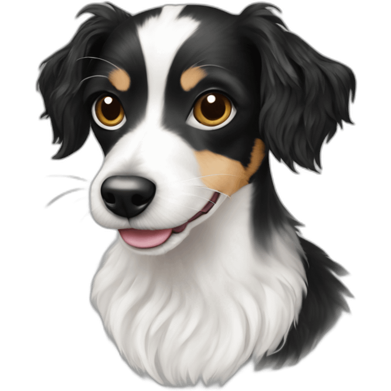 black and white rat terrier poodle mix with long hair emoji