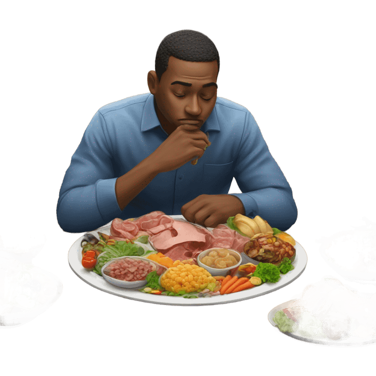 man eating a platter of food emoji