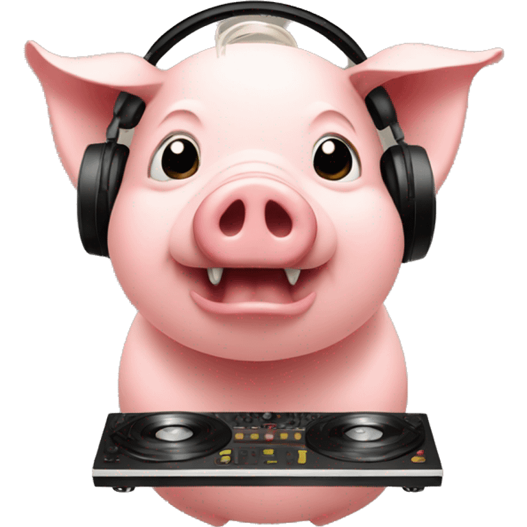 pig with dj set emoji