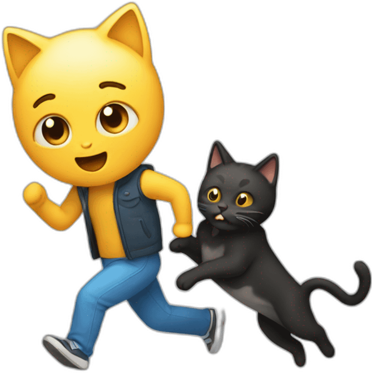 A Person running holding a stinky cat  emoji