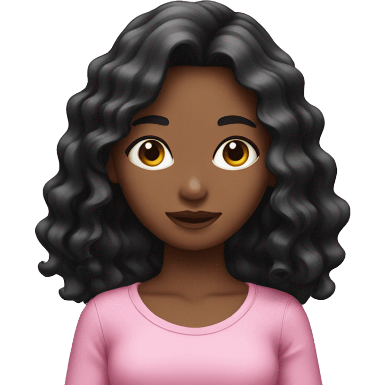 Girl with wavy long black hair pink emoji