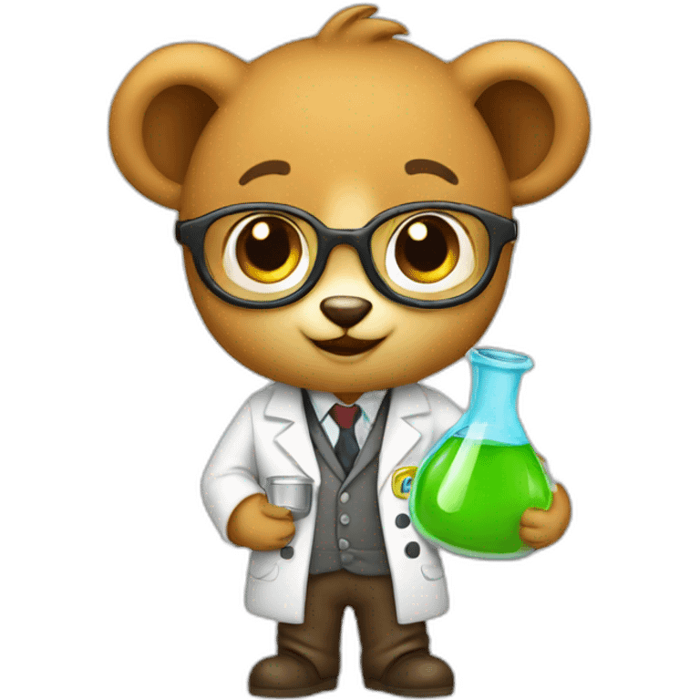 Cute cub scientist holding a flask emoji