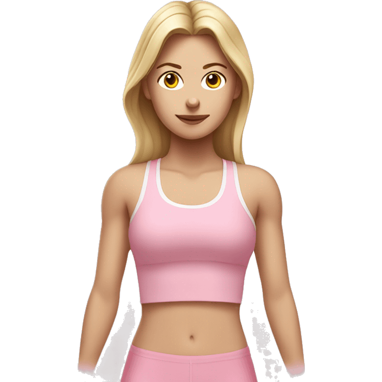 white girl working out with light pink clothes  emoji