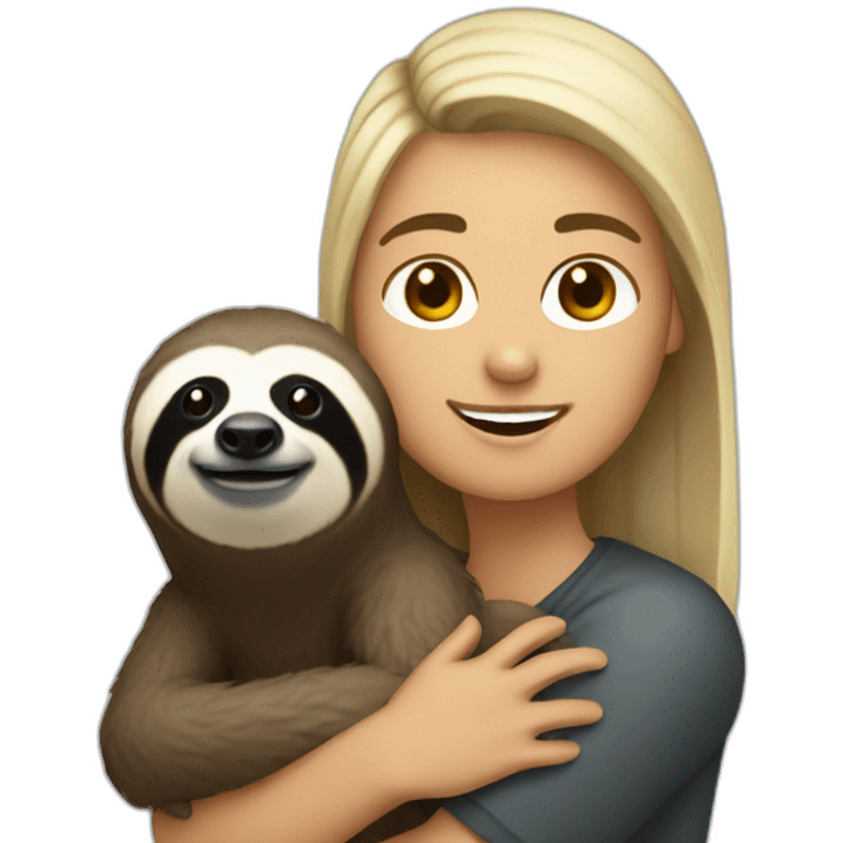 white and black hair software engineer with a sloth around the neck emoji