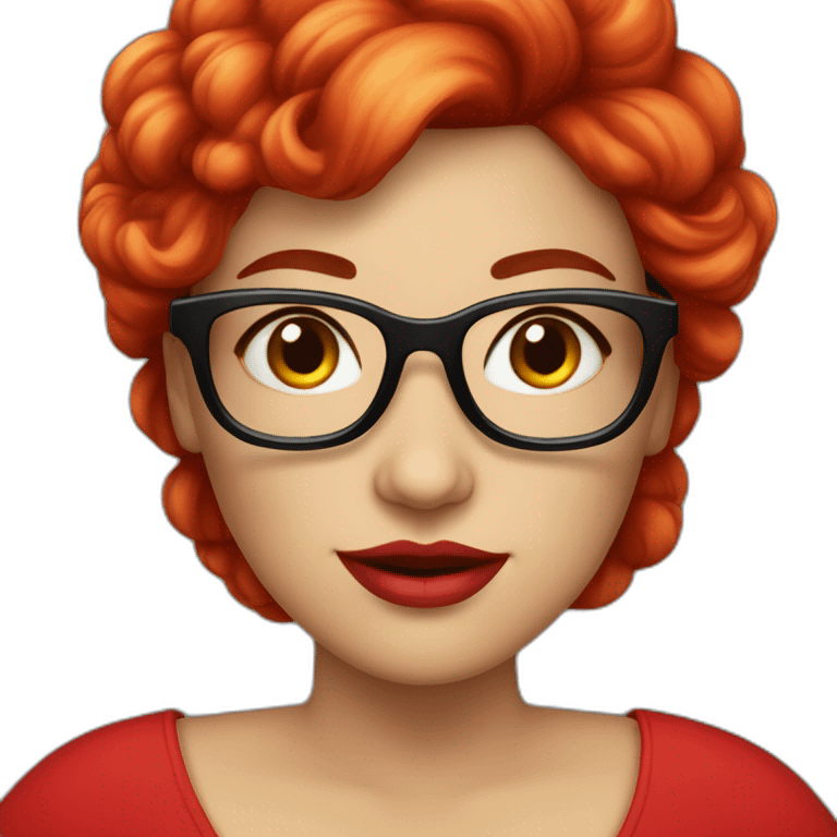 Grosse femme en robe rouge et lunette avec cheveux noir emoji