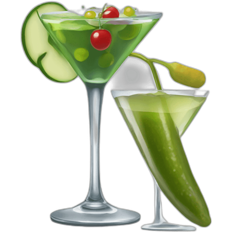 Martini with a pickle on the rim emoji