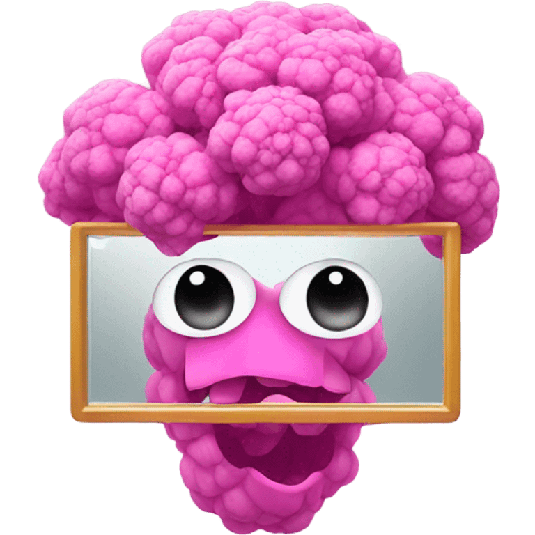 pink cauliflower looking in mirror emoji