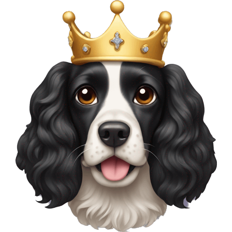 Black cocker spaniel with a crown on its head  emoji