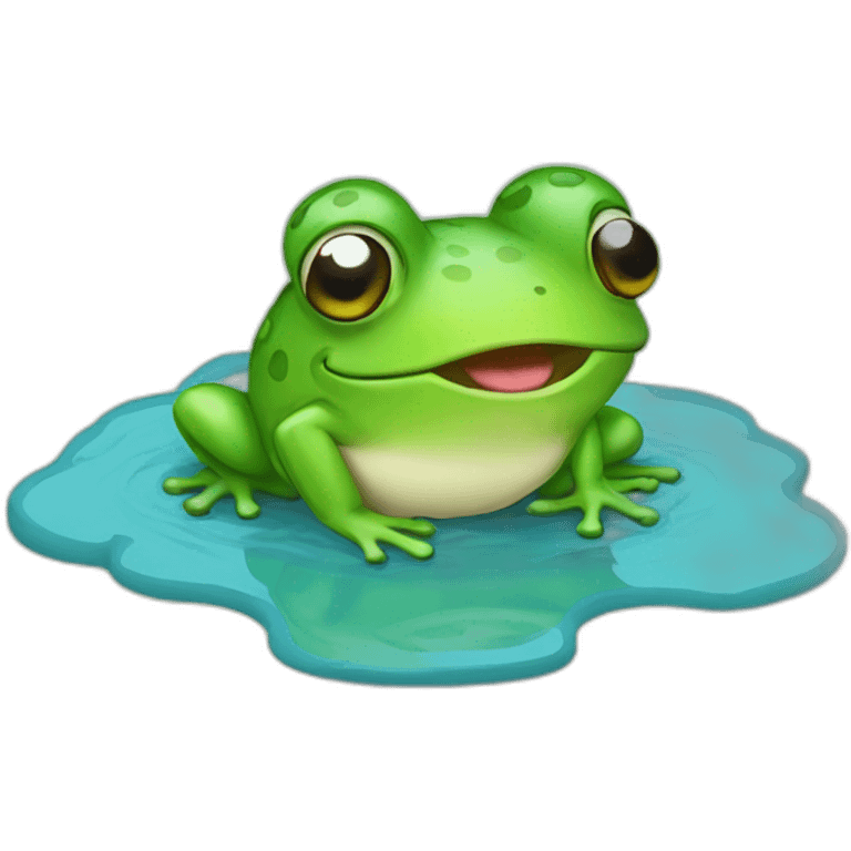 Frog in pond farting emoji