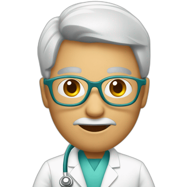 médica ruiva usando óculos emoji