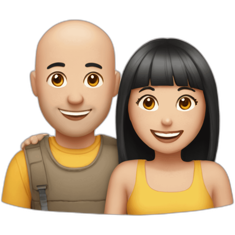 Happy-secret-couple-girl-with-fringe-with-Bald-guy emoji