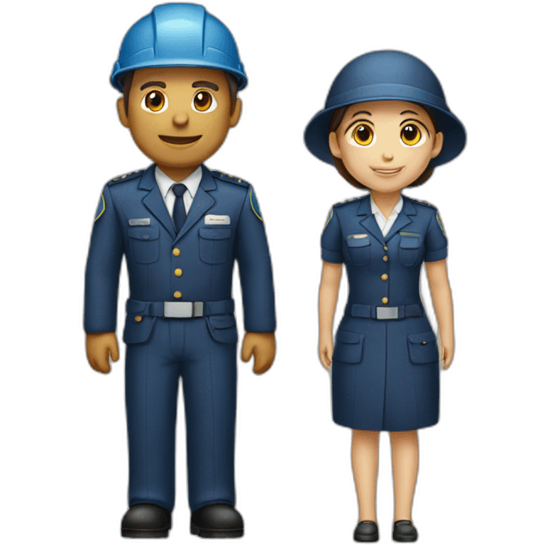 two architects a man and a woman in a uniform emoji